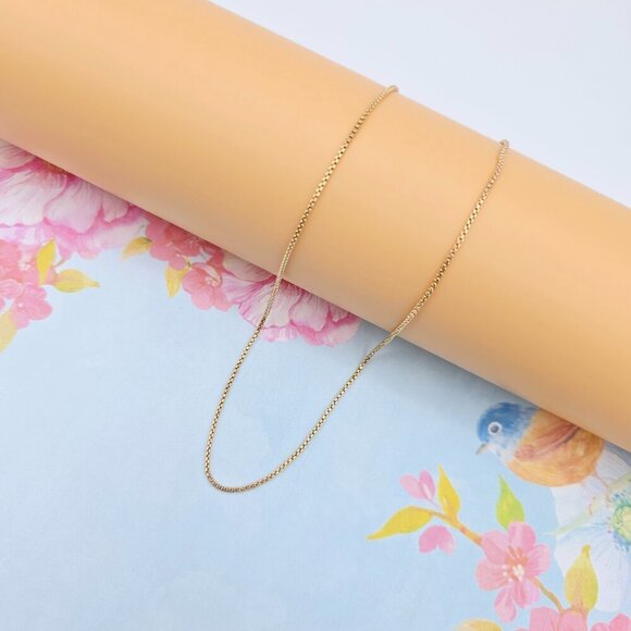 Classic Box Chain Rose Gold Necklace, 18 Inch, Gold Plated Brass, XPNL0111 - Picture 2 of 12